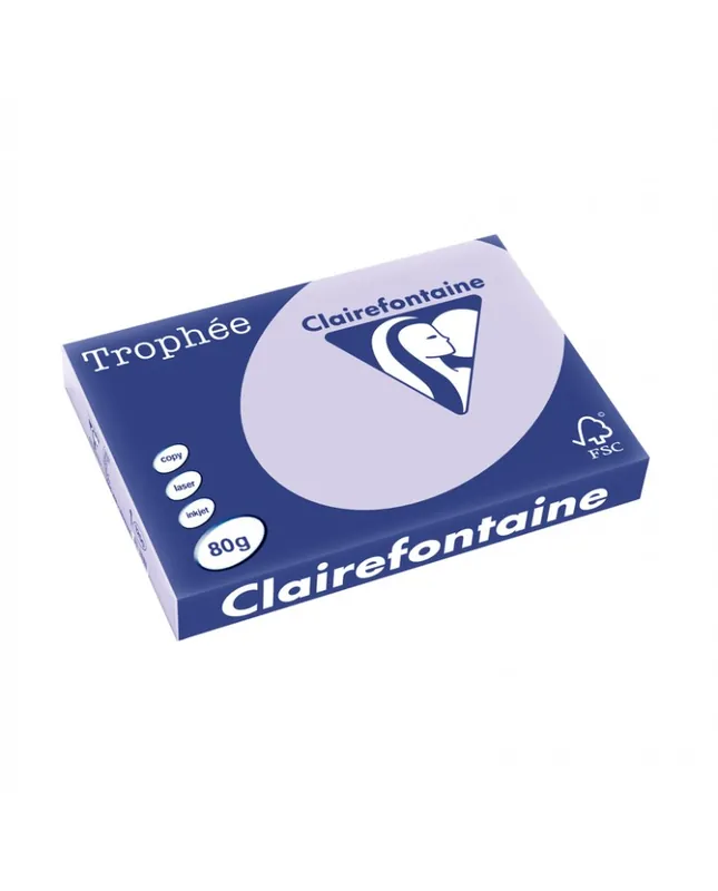 Satisfait Ou Remboursé Clairefontaine, Papier A3, 80g, TROPHEE, Lilas, Ramette de 500 feuilles, 1250C