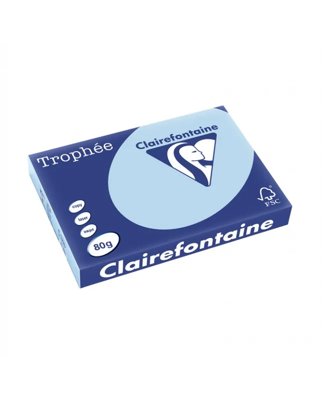 Prix Réduit Clairefontaine, Papier A3, 80g, TROPHEE, Bleu vif, Ramette de 500 feuilles, 1256C