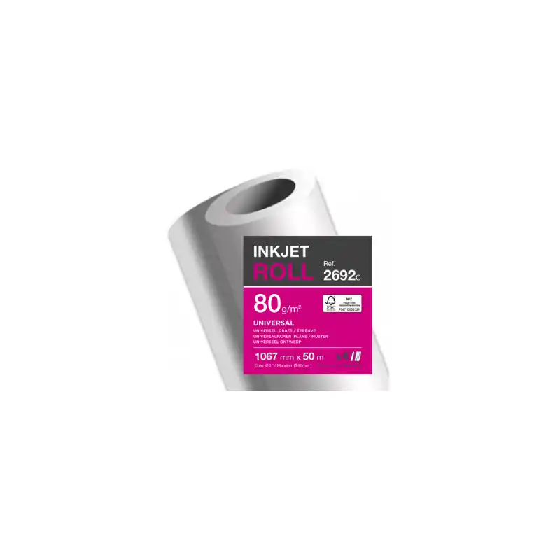 Clairefontaine, Papier traceur, Jet d&rsquo;encre, 1.067 mm x 50 m, 80G, 2692C Commander Maintenant