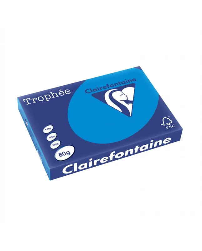 Prix Bas Clairefontaine Papier A3, 80g, TROPHEE, Bleu turquoise, Ramette de 500 feuilles, 1886C