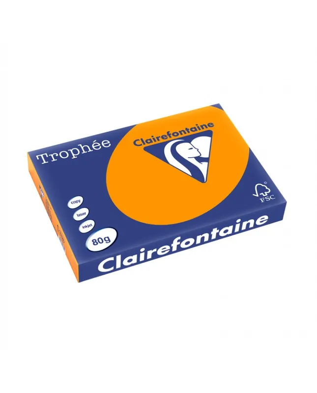 Offre Limitée Clairefontaine, Papier A3, 80g, TROPHEE, Orange vif, Ramette de 500 feuilles, 1762C