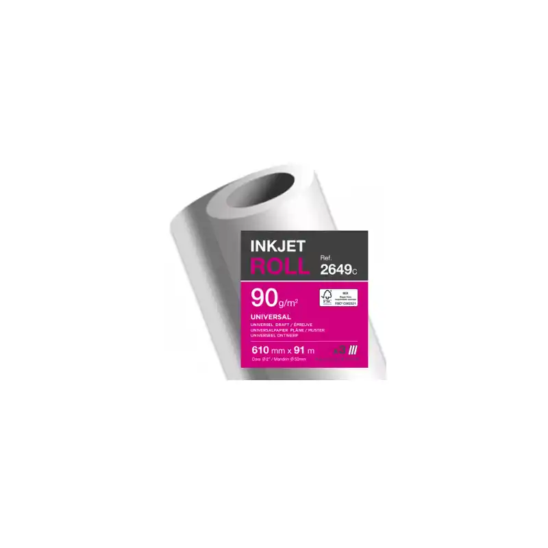 Clairefontaine, Papier traceur, Jet d&rsquo;encre, 610 mm x 91 m, 90G, 2649C Prix Bas