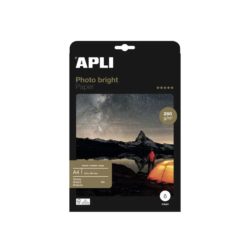 APLI, Papier photo, Bright PRO, A4, 280g, Brillant, 60 Feuilles, 10413 Expédié Aujourd’hui