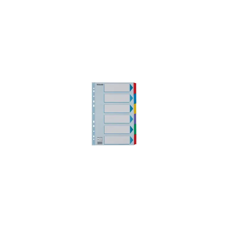 Esselte, Intercalaires en carton, uni, A4, 6 pièces, multicolore, 100168 Promotion Saisonnière