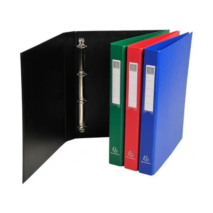 Super Prix Classeur rembordé 4 anneaux en PP – Assortiment EXACOMPTA