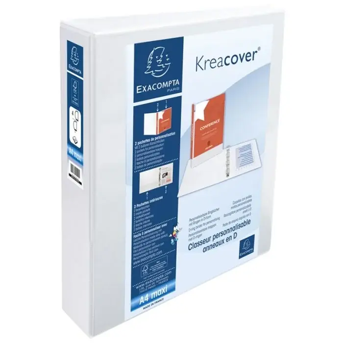 Classeur Personnalisable à 2 Pochettes – Blanc – 4 anneaux de 40 mm EXACOMPTA 51943E Meilleure Vente