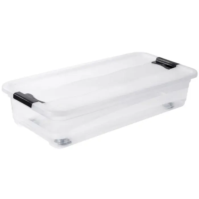 Boite de rangement à roulettes - 33 L - Transparent KEEEPER Konrad Bon Plan