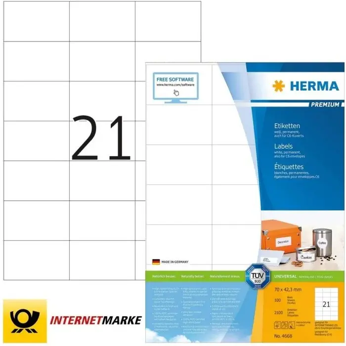 Achetez Aujourd’hui Étiquettes adhésives - 105 x 39 mm - Blanc HERMA Premium Lot de 1400