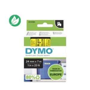 Dymo Ruban D1 S0720980 pour étiqueteuse – 24 mm x 7 m – Noir sur Jaune Expédition Rapide