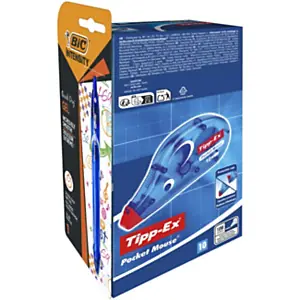 Prix Cassé Tipp-Ex Pocket Mouse Roller de correction - 4,2 mm x 10 m - Pack de 10 rollers + 1 stylo Gel-ocity Quick Dry OFFERT