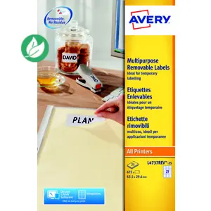 Achat Immédiat Avery L4737REV Etiquettes enlevables blanches 63,5 x 29,6 mm – Boîte de 675