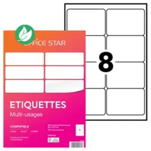 Achat Immédiat OFFICE STAR OS43438 Etiquettes multi-usages blanches 99,1 x 67,7 mm – Boîte de 800