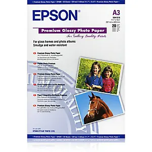 Achat Immédiat Epson Pap Photo Premium Glacé A3 (20f./255g), Gloss, 255 g/m², A3, Blanc, 20 feuilles, Epson Stylus Office B1100 Epson Stylus Office T1100 Epson Stylu