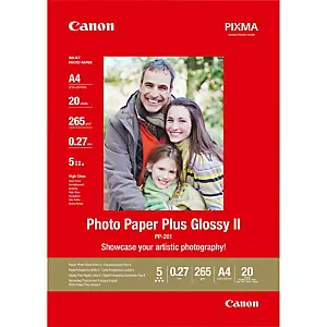 Canon Papier photo brillant extra II A4 PP-201 – 20 feuilles, Gloss, 260 g/m², A4, Blanc, 20 feuilles, – Bubble Jet: BJC 8200 Photo, i250, i320, i350, Nouvelle Collection