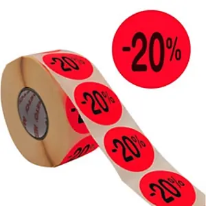 Achat Immédiat Étiquette promotionnelle &lsquo;-50%&rsquo;, rond, rouge fluo