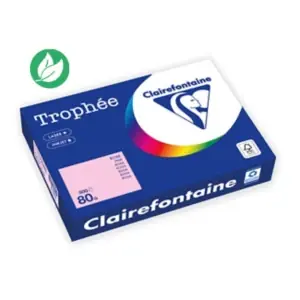 Quantité Limitée Clairefontaine Papier A4 couleur Trophée – 80 g – Ramette de 500 feuilles – Rose Pastel