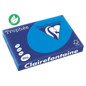 Clairefontaine Papier A3 couleur Trophée – 80g – Ramette de 500 feuilles – Bleu Turquoise Commande En Gros